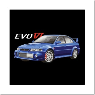 Mitsubish Evo 6 GSR lanc reims blue Posters and Art